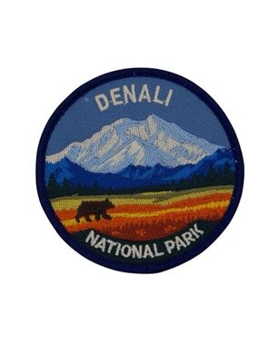 Denali National Park Patch – 3" Embroidered Alaska Mountain & Wildlife Travel Ba